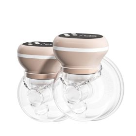 Wearable Electric Breast Pump Silent Milk Collection Free Hand Invisible (Option: Apricot two packs)