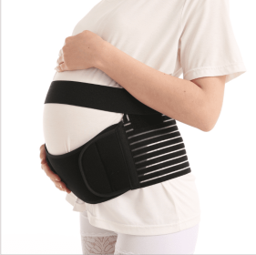 Pregnant Belly Support Belt Velcro Breathable Relief Waist Support Belt Adjustable Tire Belt Cross-Border (Option: Black-S)