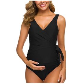 New Sexy Ladies Pregnant Women One-Piece European And American Sexy Swimwear Swimwear Wholesale (Option: Black-M)