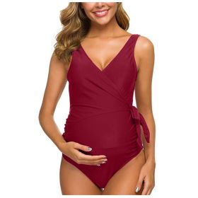 New Sexy Ladies Pregnant Women One-Piece European And American Sexy Swimwear Swimwear Wholesale (Option: Red-M)