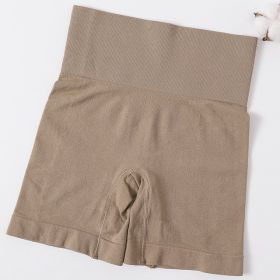 High Waist Sport Shorts Women Hip Push Up Short Safety Short Slim Fitness Homewear Seamless Short Female Tummy Control Underwear (Option: Khaki-M)