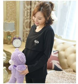 Maternity thermal underwear set (Option: Black-L)