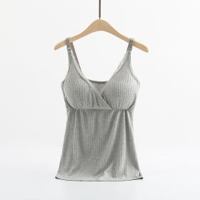 Breast feeding vest with cross elastic bra (Option: Grey-M)