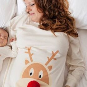 Christmas deer printed mother daughter fur ball (Option: Mom-M)