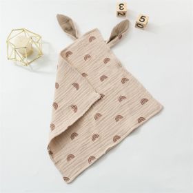 Baby Rabbit Ears Appeasing Towel Cotton Cloth To Sleep With Hug Blanket (Option: Khaki Bottom Rainbow-30 âˆšÃ³ 30cm)