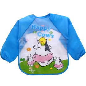 Children's Gown Long Sleeve Kids Waterproof Meal Baby Apron Painting Clothes Bib Protective Clothing (Option: No3 Blue Dairy Cattle)