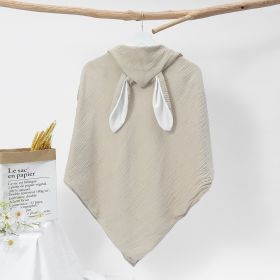 Baby Bath Towel Pure Cotton Double-layer Gauze Hooded Bathrobe (Color: Khaki)