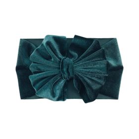 Headband Oversized Gold Velvet Bow (Color: Green)