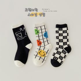 3 Pairs Wave Dot Lattice Colorful Socks (Option: A8-L)