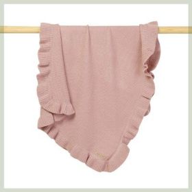 Knitted Baby Blankets Newborn Swaddle Wrap Ruffle (Option: Mauve-70x90cm)