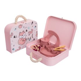 Baby Silicone Bowl Newborn Tableware Set (Option: Leather Pink)