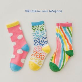 3 Pairs Wave Dot Lattice Colorful Socks (Option: A1-S)