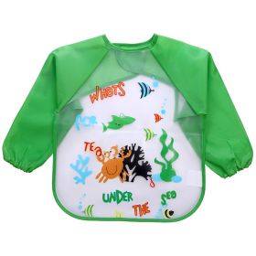 Children's Gown Long Sleeve Kids Waterproof Meal Baby Apron Painting Clothes Bib Protective Clothing (Option: No8 Green Crab)