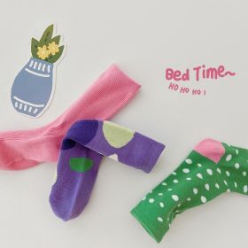 3 Pairs Wave Dot Lattice Colorful Socks (Option: A12-L)