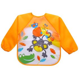 Children's Gown Long Sleeve Kids Waterproof Meal Baby Apron Painting Clothes Bib Protective Clothing (Option: No 1 Yellow Giraffe Monkey)
