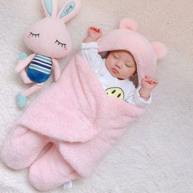Baby Hold Newborn Thickened Out Wrap Swaddle Sleeping Bag (Option: Soft velvet pink-62cm)