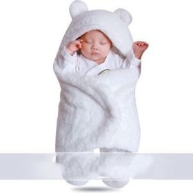 Baby Hold Newborn Thickened Out Wrap Swaddle Sleeping Bag (Option: White velvet-62cm)