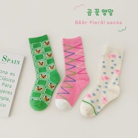 3 Pairs Wave Dot Lattice Colorful Socks (Option: A13-L)