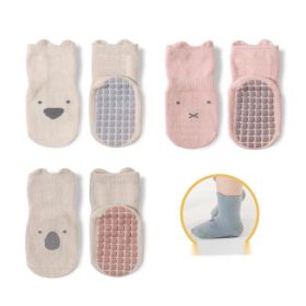 Baby Cotton Non-slip Indoor Cooling Learning To Walk Short Boat Socks (Option: 3pairs middle cylinde-Beige Pink Khaki-L)