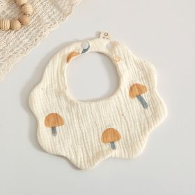 Baby 6-layer Cotton Gauze Petal Bib (Option: Brown Mushroom)