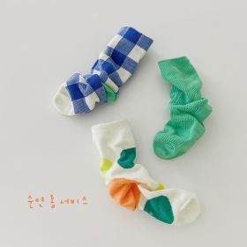 3 Pairs Wave Dot Lattice Colorful Socks (Option: A10-L)