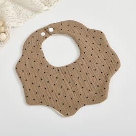 Baby 6-layer Cotton Gauze Petal Bib (Option: Khaki Dot)
