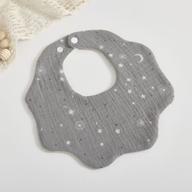 Baby 6-layer Cotton Gauze Petal Bib (Option: Gray Star Moon)