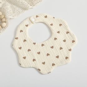 Baby 6-layer Cotton Gauze Petal Bib (Option: Brown Peach Heart)